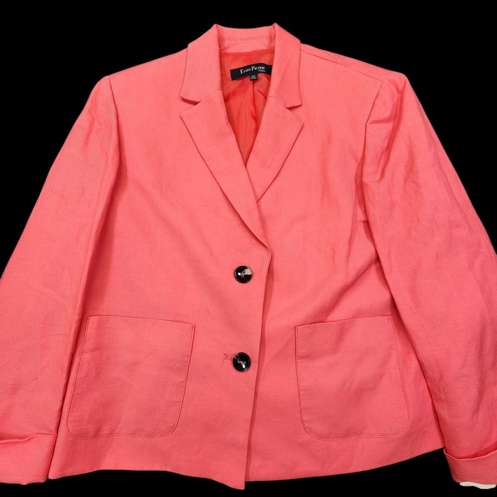 Evan-Picone Blazer Women 10P Melon Pink Ramie Rayon Hyannis Port Work Office NEW